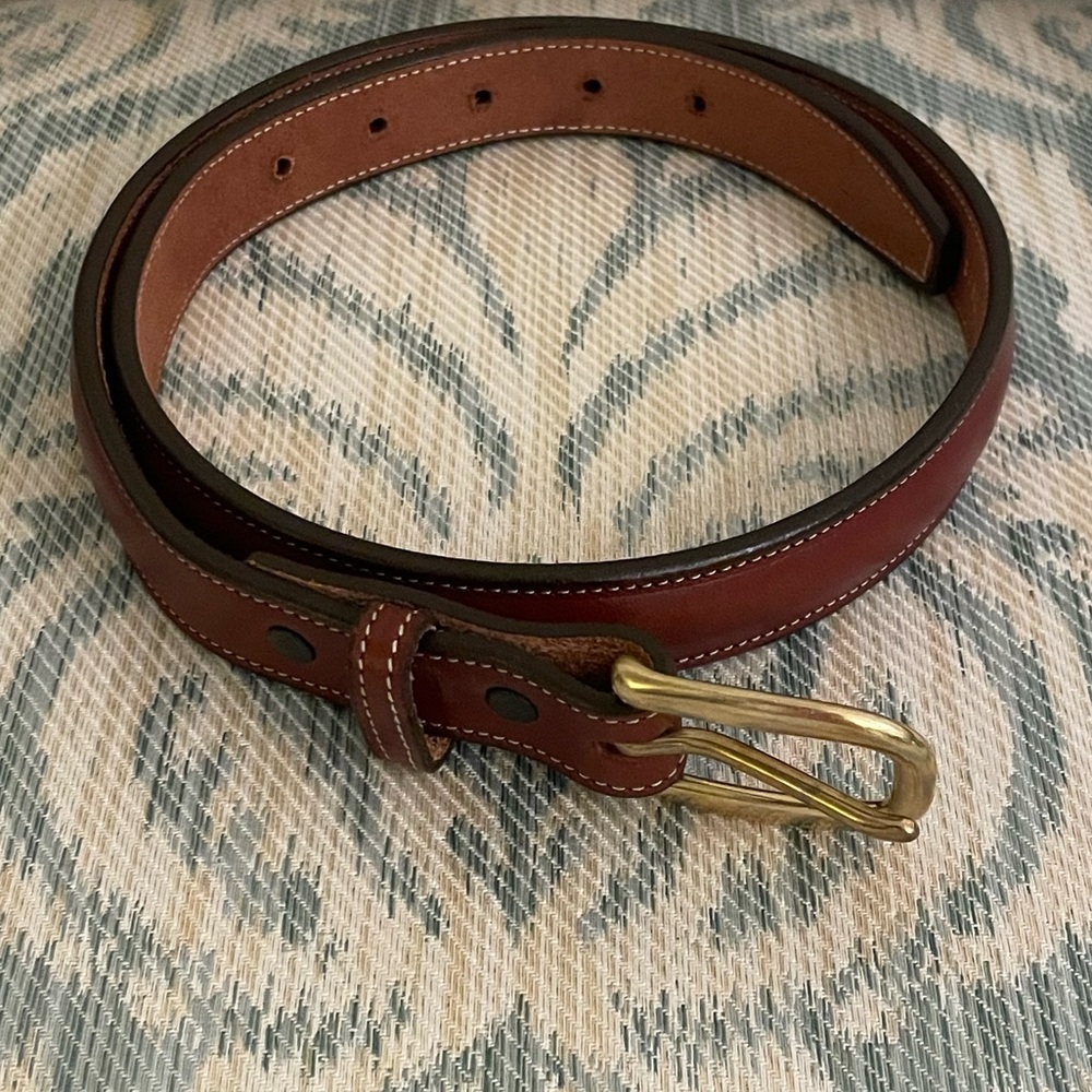 Women’s Brown Leather Equestrian Belt with Brass Buckle